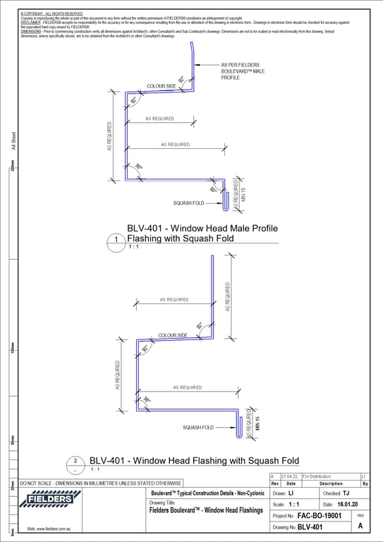 Navigate to BLV-401 - Fielders Boulevard™ - Window Head Flashings