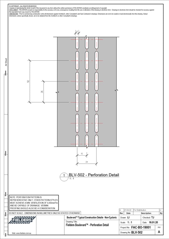 Navigate to BLV-502 - Fielders Boulevard™ - Perforation Detail