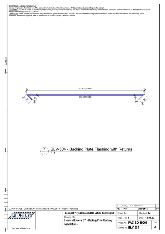 Navigate to BLV-504 - Fielders Boulevard™ - Backing Plate Flashing with Returns