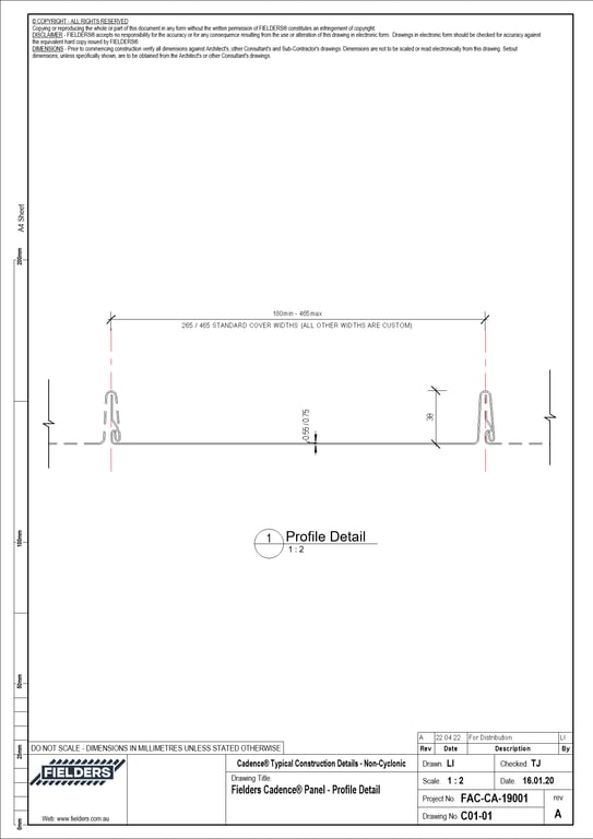 Navigate to C01-01 - Fielders Cadence® Panel - Profile Detail