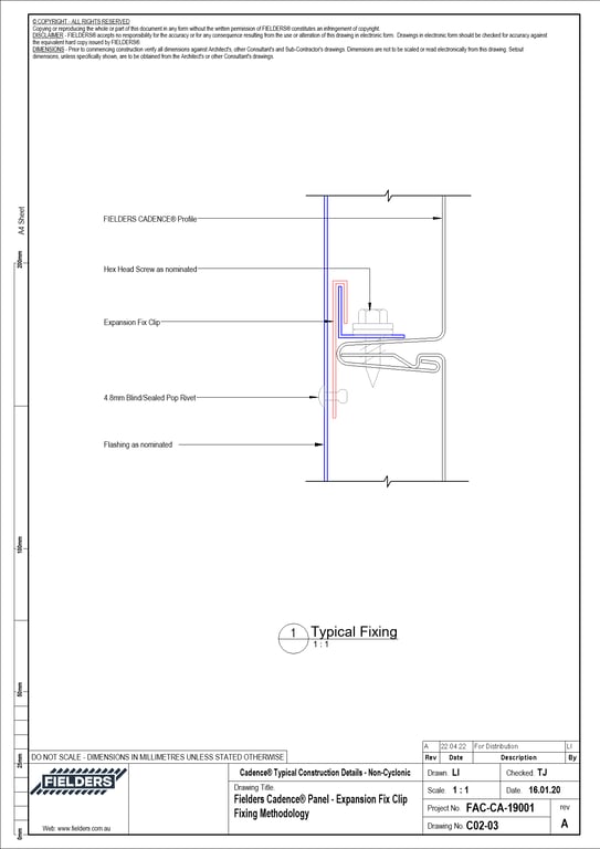 Navigate to C02-03 - Fielders Cadence® Panel - Expansion Fix Clip Fixing Methodology