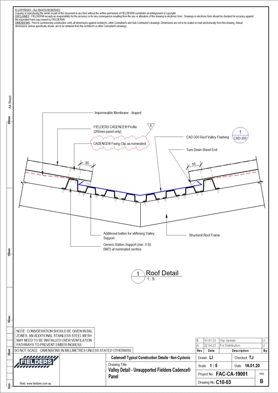 Navigate to C10-03 - Valley Detail - Unsupported Fielders Cadence® Panel