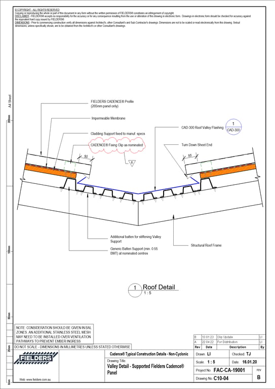 Navigate to C10-04 - Valley Detail - Supported Fielders Cadence® Panel