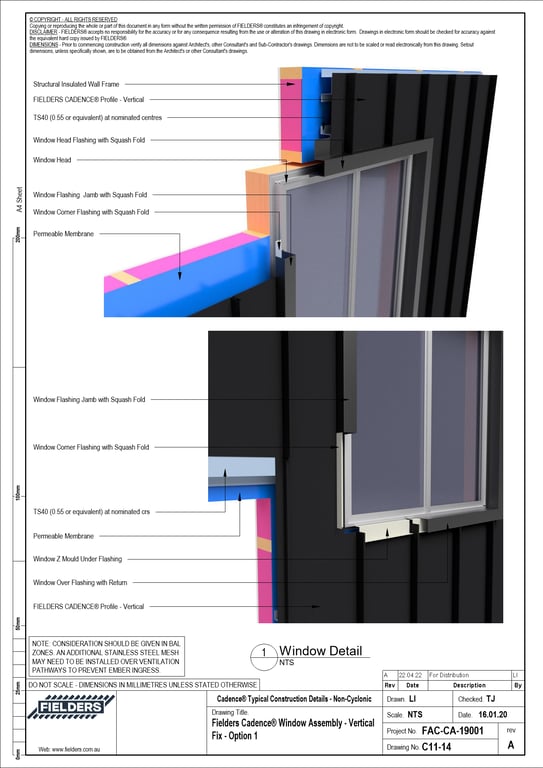 Navigate to C11-14 - Fielders Cadence® Window Assembly - Vertical Fix - Option 1