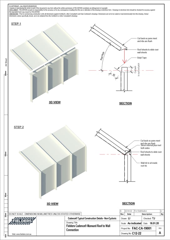 C12-22 - Fielders Cadence® Mansard Roof to Wall Connection