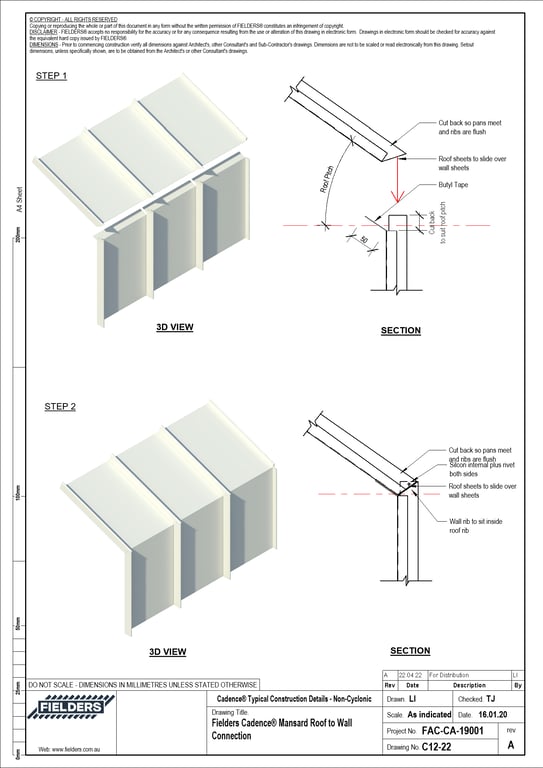 Navigate to C12-22 - Fielders Cadence® Mansard Roof to Wall Connection