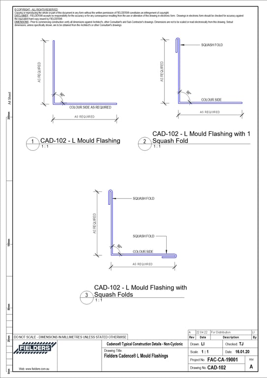 Navigate to CAD-102 - Fielders Cadence® L Mould Flashings