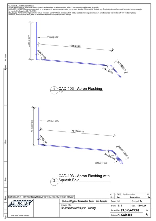Navigate to CAD-103 - Fielders Cadence® Apron Flashings