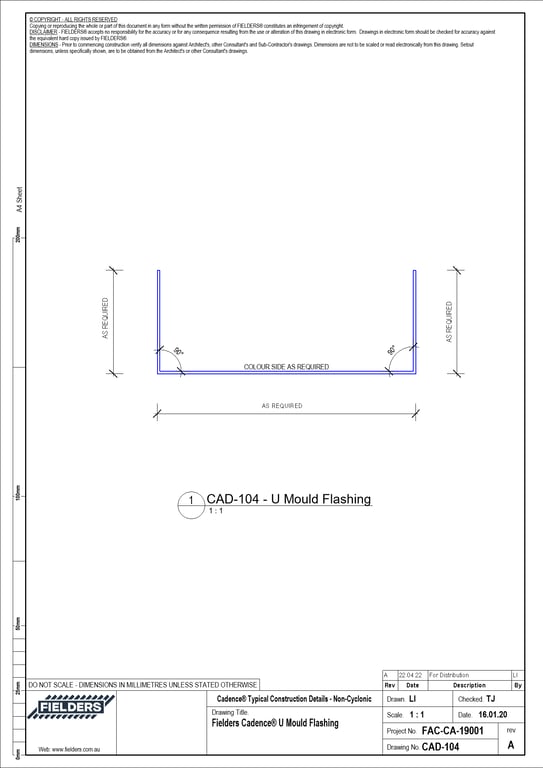 Navigate to CAD-104 - Fielders Cadence® U Mould Flashing