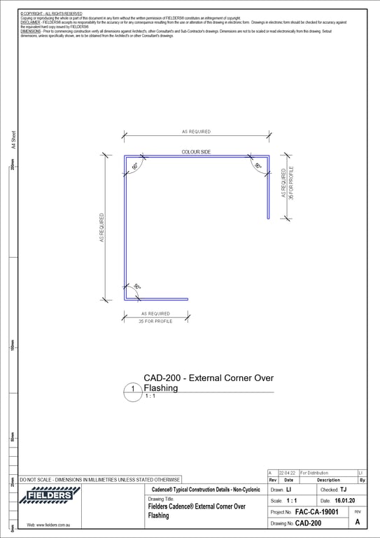 Navigate to CAD-200 - Fielders Cadence® External Corner Over Flashing