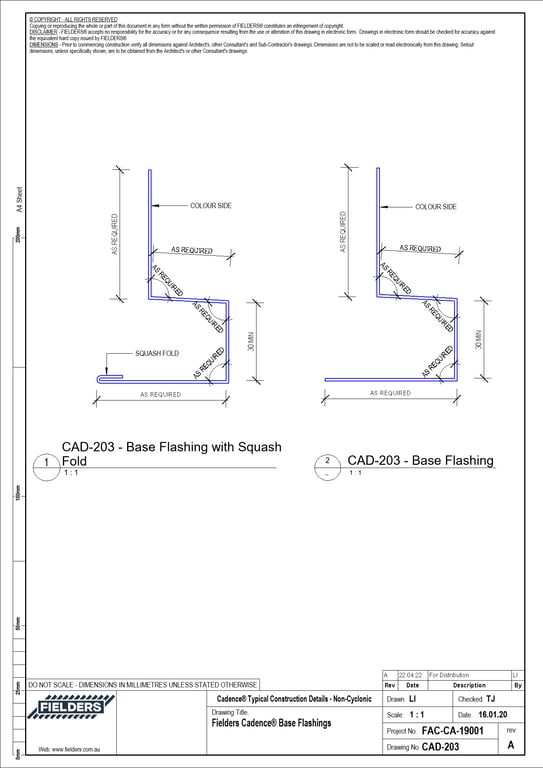 Navigate to CAD-203 - Fielders Cadence® Base Flashings