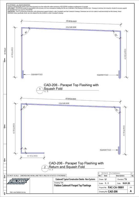  Image of CAD-206 - Fielders Cadence® Parapet Top Flashings