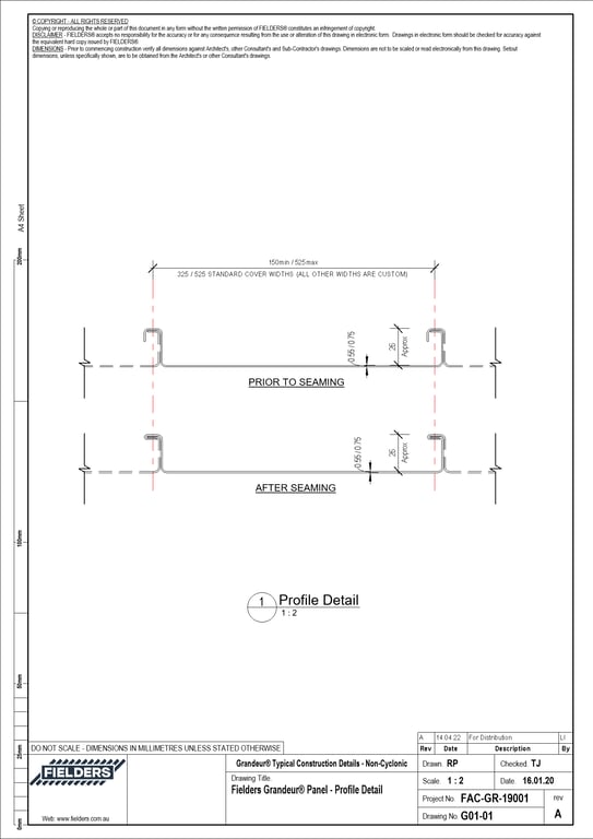 Navigate to G01-01 - Fielders Grandeur® Panel - Profile Detail