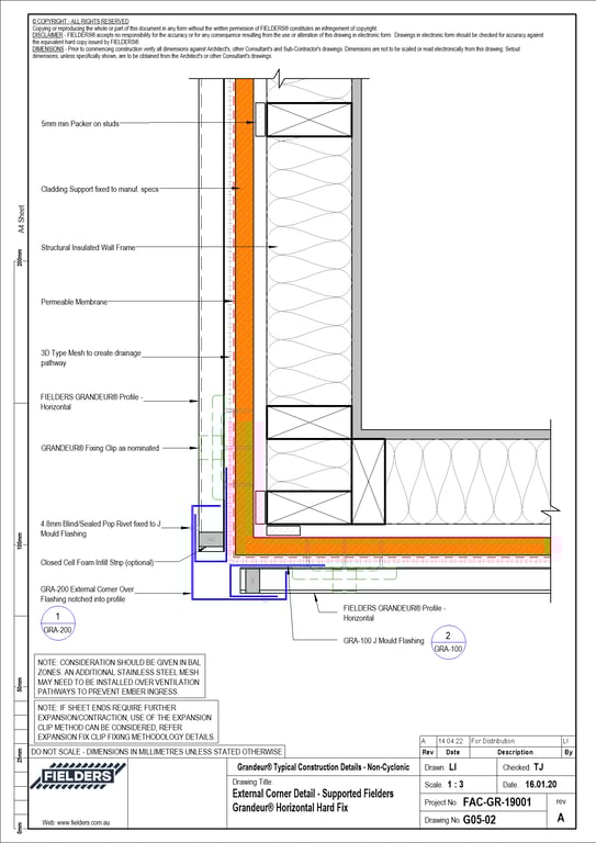 Navigate to G05-02 - External Corner Detail - Supported Fielders Grandeur® Horizontal Hard Fix