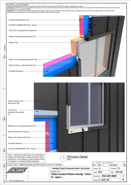 Navigate to G11-14 - Fielders Grandeur® Window Assembly - Vertical Fix - Option 1