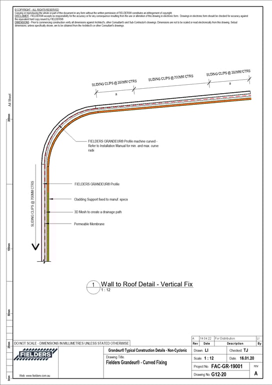 Navigate to G12-20 - Fielders Grandeur® - Curved Fixing