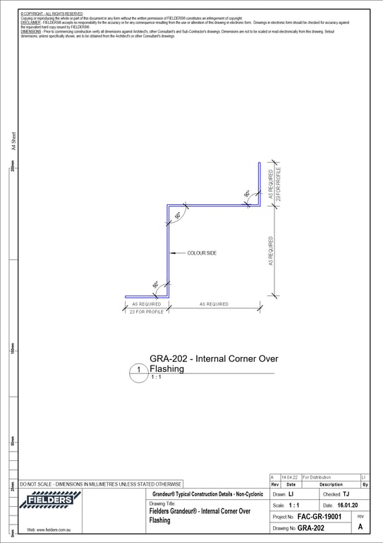Navigate to GRA-202 - Fielders Grandeur® - Internal Corner Over Flashing