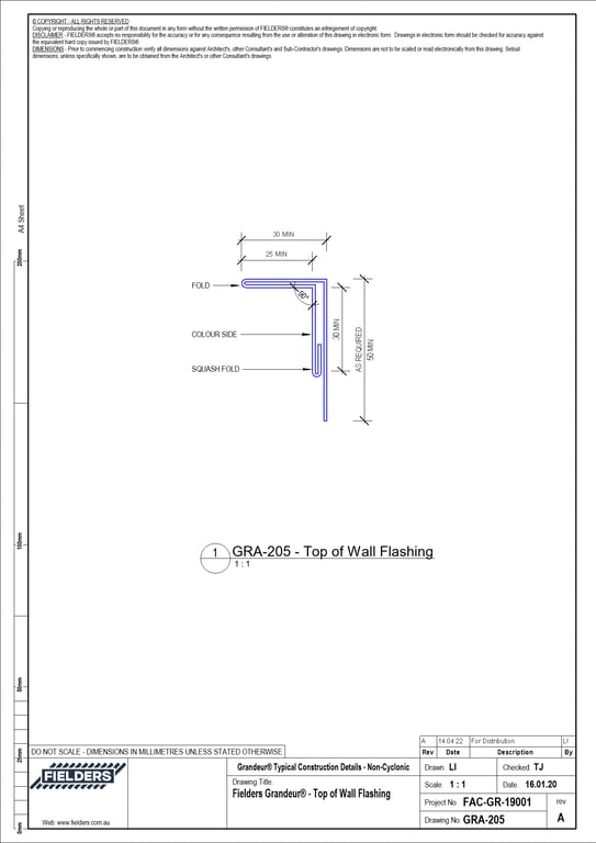 Navigate to GRA-205 - Fielders Grandeur® - Top of Wall Flashing
