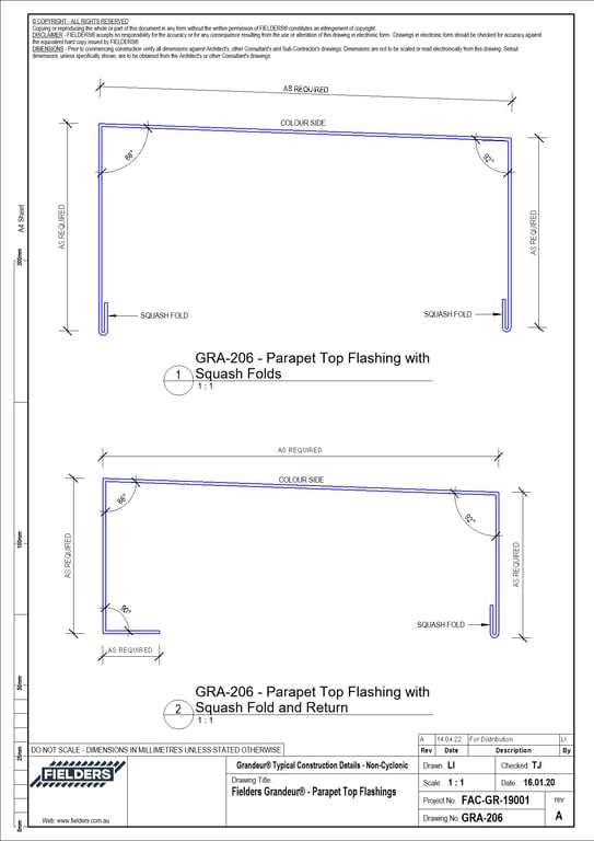 Navigate to GRA-206 - Fielders Grandeur® - Parapet Top Flashings