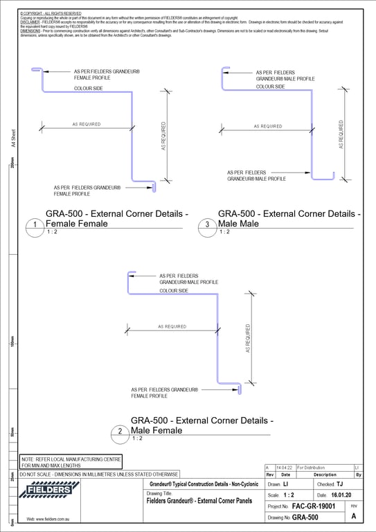 Navigate to GRA-500 - Fielders Grandeur® - External Corner Panels