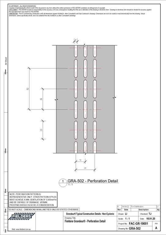 Navigate to GRA-502 - Fielders Grandeur® - Perforation Detail