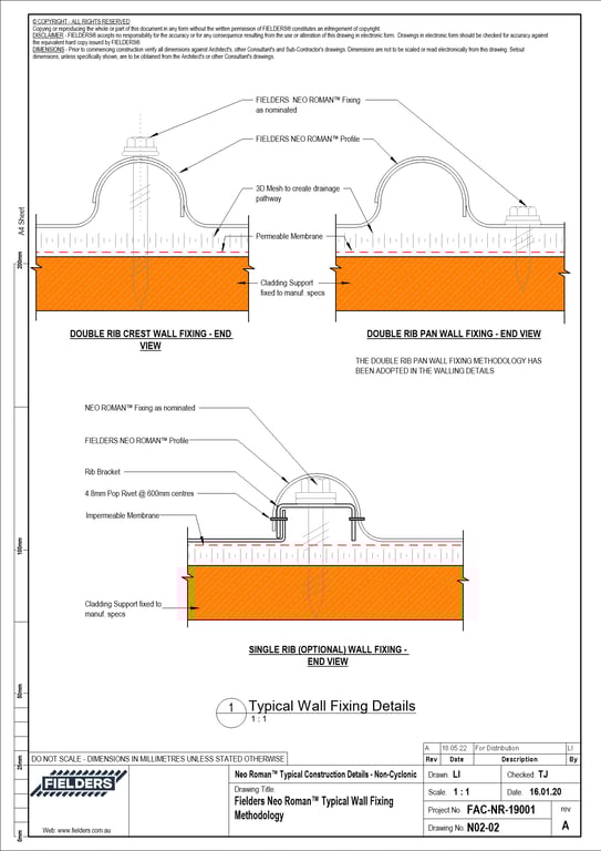 Navigate to N02-02 - Fielders Neo Roman™ Typical Wall Fixing Methodology