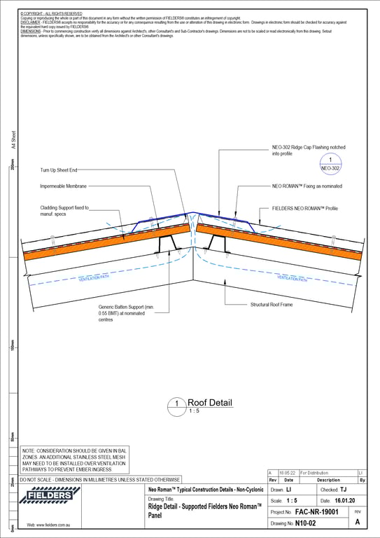 Navigate to N10-02 - Ridge Detail - Supported Fielders Neo Roman™ Panel