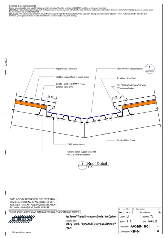 Navigate to N10-04 - Valley Detail - Supported Fielders Neo Roman™ Panel