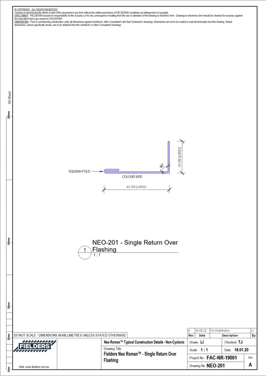 Navigate to NEO-201 - Fielders Neo Roman™ - Single Return Over Flashing