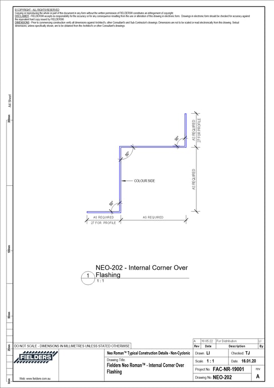Navigate to NEO-202 - Fielders Neo Roman™ - Internal Corner Over Flashing