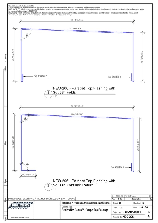 Navigate to NEO-206 - Fielders Neo Roman™ - Parapet Top Flashings