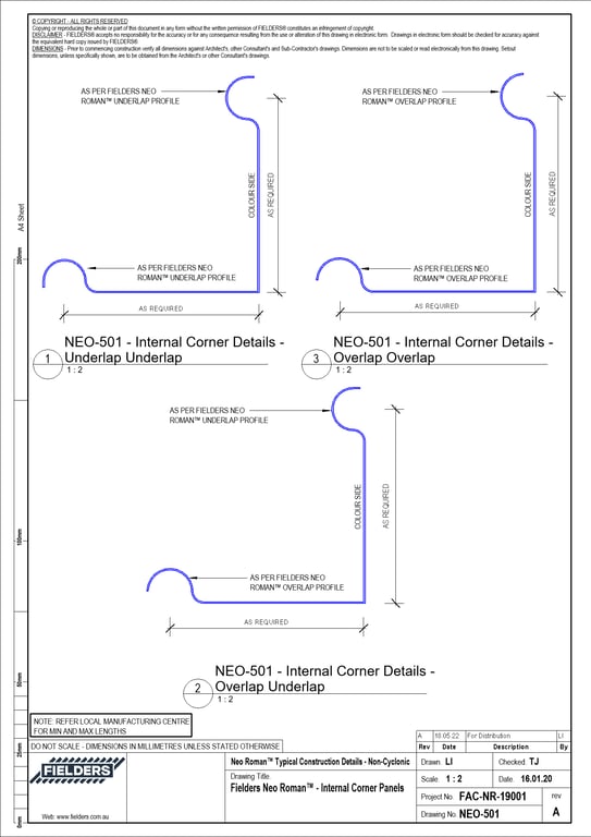 NEO-501 - Fielders Neo Roman™ - Internal Corner Panels