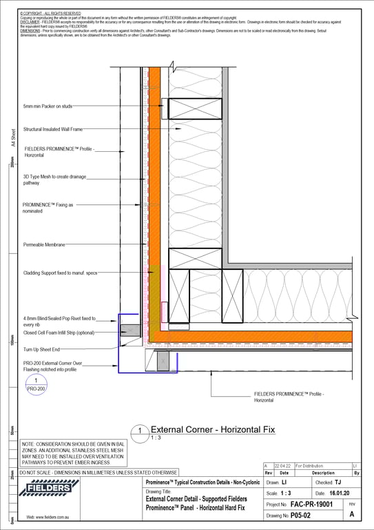 Navigate to P05-02 - External Corner Detail - Supported Fielders Prominence™ Panel  - Horizontal Hard Fix
