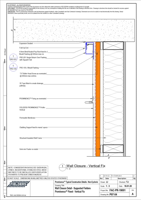 Navigate to P07-04 - Wall Closure Detail - Supported Fielders Prominence™ Panel - Vertical Fix