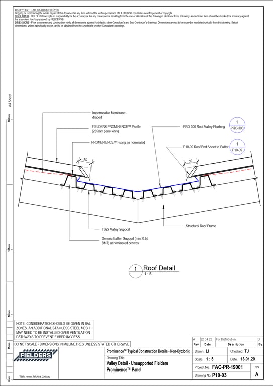 Navigate to P10-03 - Valley Detail - Unsupported Fielders Prominence™ Panel