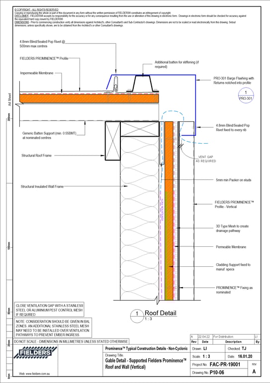 Navigate to P10-06 - Gable Detail - Supported Fielders Prominence™ Roof and Wall (Vertical)