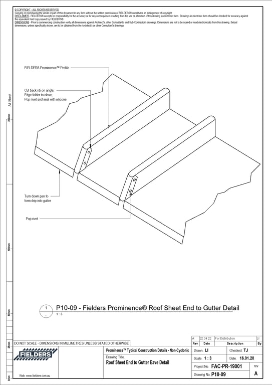  Image of P10-09 - Roof Sheet End to Gutter Eave Detail