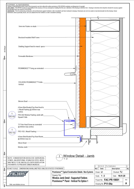 Navigate to P11-04a - Window Jamb Detail - Supported Fielders Prominence™ Panel - Vertical Fix Option 1