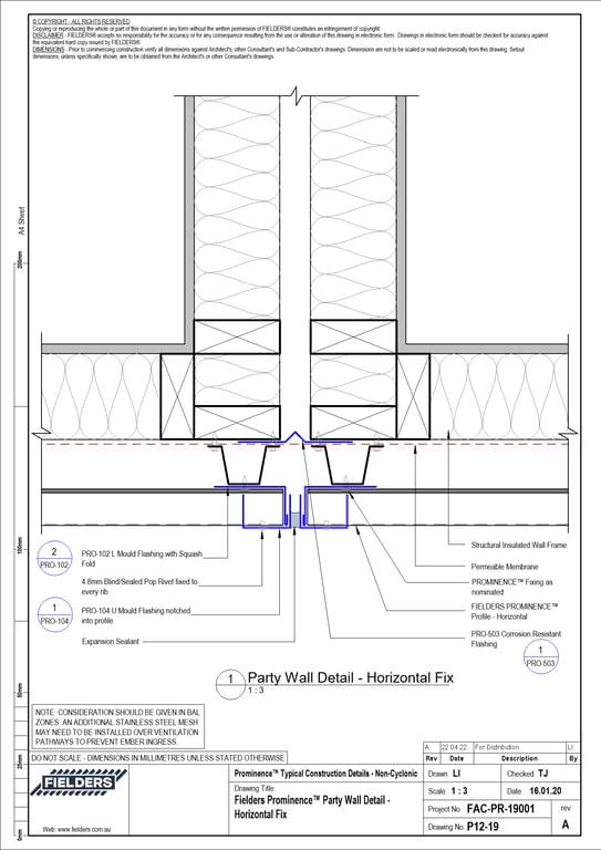 P12-19 - Fielders Prominence™ Party Wall Detail - Horizontal Fix