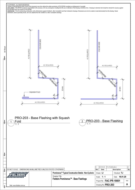 Navigate to PRO-203 - Fielders Prominence™ - Base Flashings