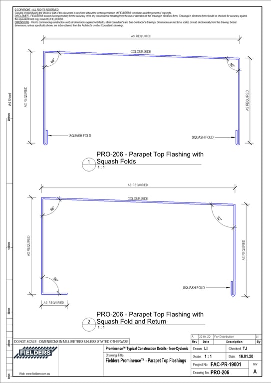 Navigate to PRO-206 - Fielders Prominence™ - Parapet Top Flashings
