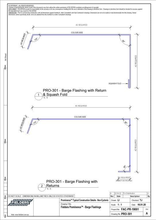 Navigate to PRO-301 - Fielders Prominence™ - Barge Flashings