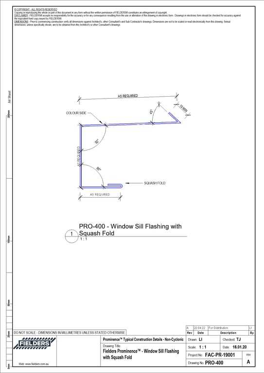 Navigate to PRO-400 - Fielders Prominence™ - Window Sill Flashing with Squash Fold