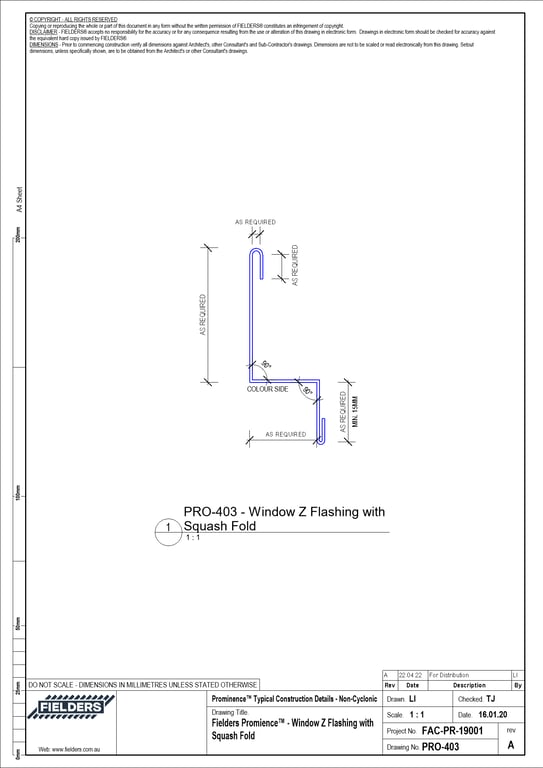 Navigate to PRO-403 - Fielders Promience™ - Window Z Flashing with Squash Fold