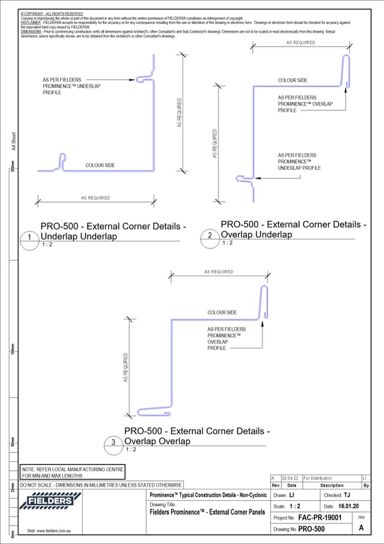 Navigate to PRO-500 - Fielders Prominence™ - External Corner Panels