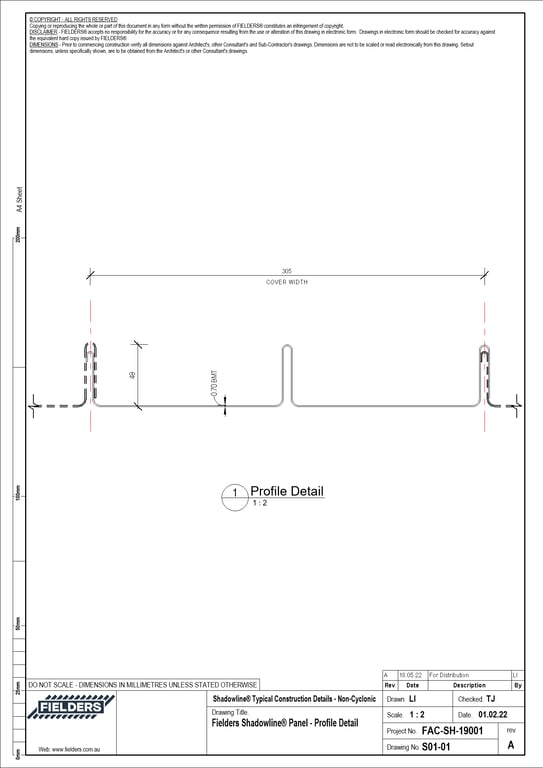 Navigate to S01-01 - Fielders Shadowline® Panel - Profile Detail