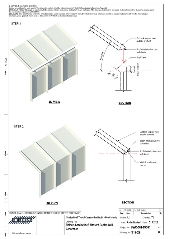 Navigate to S12-22 - Fielders Shadowline® Mansard Roof to Wall Connection