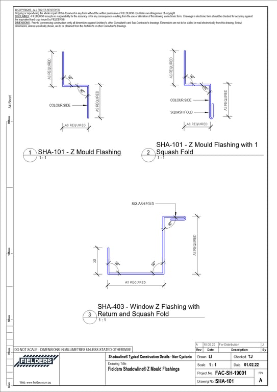 Navigate to SHA-101 - Fielders Shadowline® Z Mould Flashings