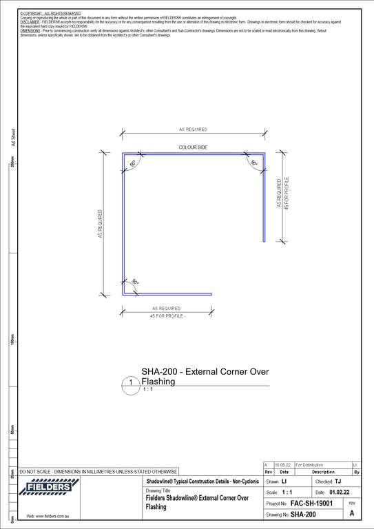 Navigate to SHA-200 - Fielders Shadowline® External Corner Over Flashing