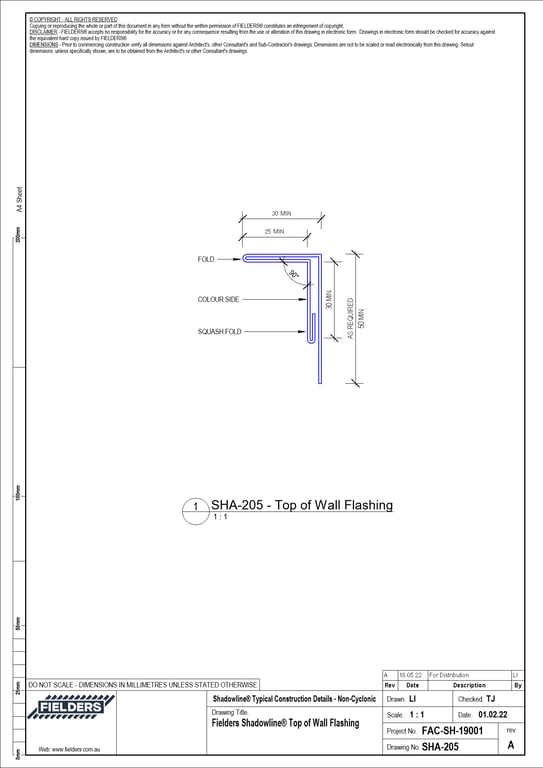 Navigate to SHA-205 - Fielders Shadowline® Top of Wall Flashing